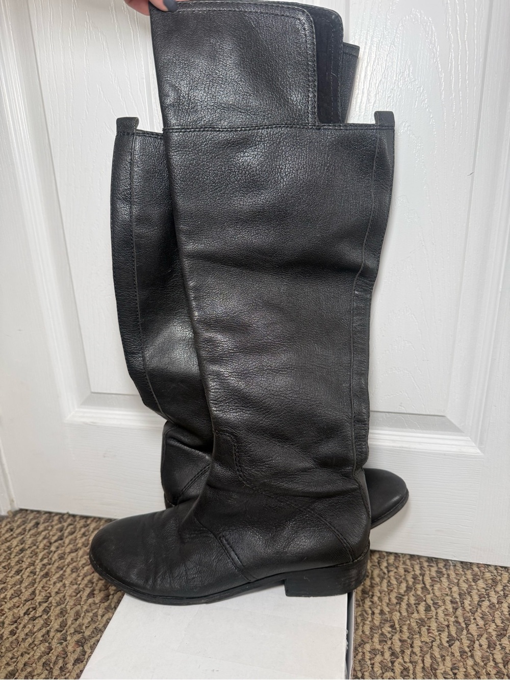 Nine West Black Leather Over the Knee Boots